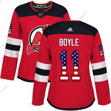 Adidas Dam New Jersey Devils #11 Brian Boyle Röd Autentisk USA Flag Stitched NHL Hemma Tröjor