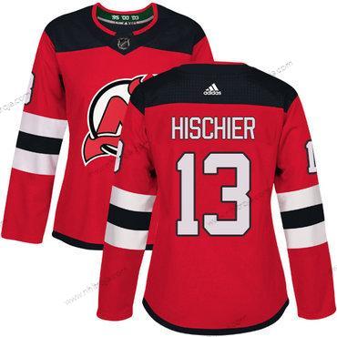 Adidas Dam New Jersey Devils #13 Nico Hischier Röd Autentisk Stitched NHL Hemma Tröjor