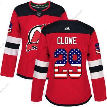 Adidas Dam New Jersey Devils #29 Ryane Clowe Röd Autentisk USA Flag Stitched NHL Hemma Tröjor