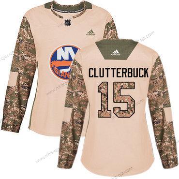 Adidas Dam New York Islanders #15 Cal Clutterbuck Camo Autentisk 2017 Veterans Day Stitched NHL Tröjor