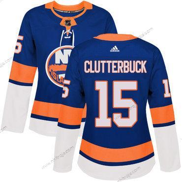 Adidas Dam New York Islanders #15 Cal Clutterbuck Royal Blå Autentisk Stitched NHL Hemma Tröjor