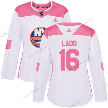 Adidas Dam New York Islanders #16 Andrew Ladd Vit Rosa Autentisk Stitched NHL Tröjor