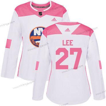 Adidas Dam New York Islanders #27 Anders Lee Vit Rosa Autentisk Stitched NHL Tröjor