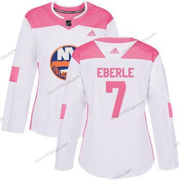 Adidas Dam New York Islanders #7 Jordan Eberle Vit Rosa Autentisk Stitched NHL Tröjor