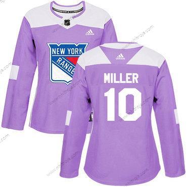 Adidas Dam New York Rangers #10 J.T. Miller Lila Autentisk Bekämpar cancer Stitched NHL Tröjor