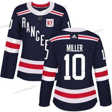 Adidas Dam New York Rangers #10 J.T. Miller Marin Blå Autentisk 2018 Vinter Klassisk Stitched NHL Tröjor