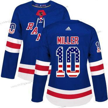 Adidas Dam New York Rangers #10 J.T. Miller Royal Blå Autentisk USA Flag Stitched NHL Hemma Tröjor