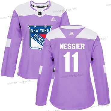 Adidas Dam New York Rangers #11 Mark Messier Lila Autentisk Bekämpar cancer Stitched NHL Tröjor