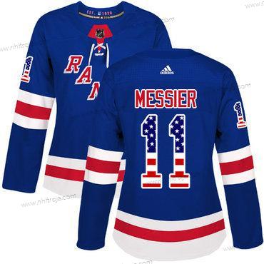 Adidas Dam New York Rangers #11 Mark Messier Royal Blå Autentisk USA Flag Stitched NHL Hemma Tröjor