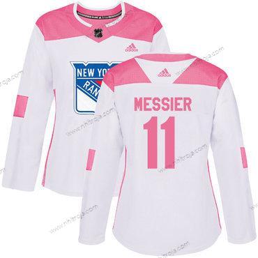 Adidas Dam New York Rangers #11 Mark Messier Vit Rosa Autentisk Stitched NHL Tröjor