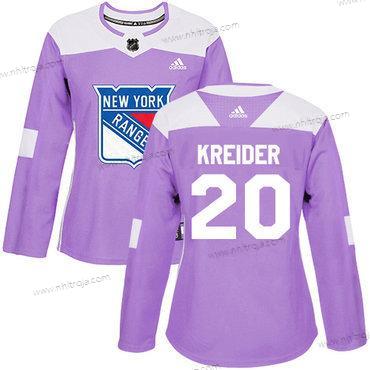 Adidas Dam New York Rangers #20 Chris Kreider Lila Autentisk Bekämpar cancer Stitched NHL Tröjor