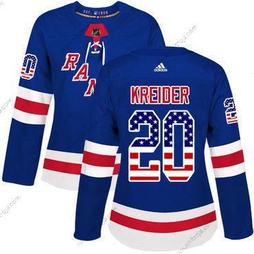 Adidas Dam New York Rangers #20 Chris Kreider Royal Blå Autentisk USA Flag Stitched NHL Hemma Tröjor