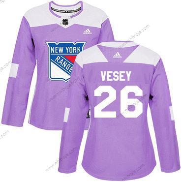 Adidas Dam New York Rangers #26 Jimmy Vesey Lila Autentisk Bekämpar cancer Stitched NHL Tröjor