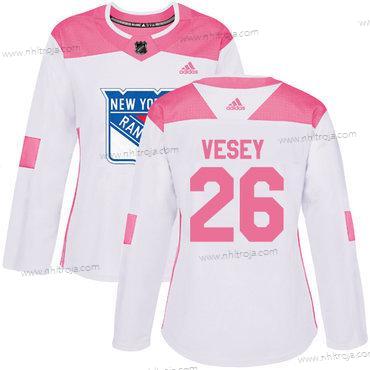 Adidas Dam New York Rangers #26 Jimmy Vesey Vit Rosa Autentisk Stitched NHL Tröjor