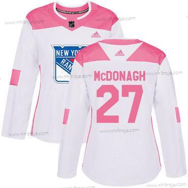 Adidas Dam New York Rangers #27 Ryan Mcdonagh Vit Rosa Autentisk Stitched NHL Tröjor