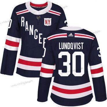 Adidas Dam New York Rangers #30 Henrik Lundqvist Marin Blå Autentisk 2018 Vinter Klassisk Stitched NHL Tröjor