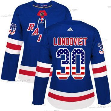 Adidas Dam New York Rangers #30 Henrik Lundqvist Royal Blå Autentisk USA Flag Stitched NHL Hemma Tröjor