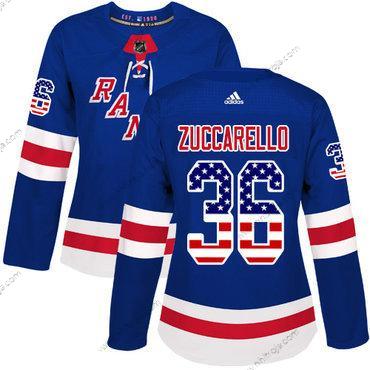 Adidas Dam New York Rangers #36 Mats Zuccarello Royal Blå Autentisk USA Flag Stitched NHL Hemma Tröjor