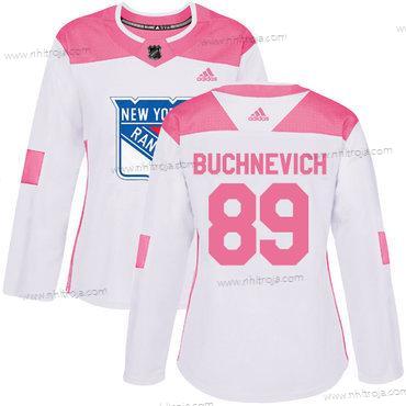 Adidas Dam New York Rangers #89 Pavel Buchnevich Vit Rosa Autentisk Stitched NHL Tröjor