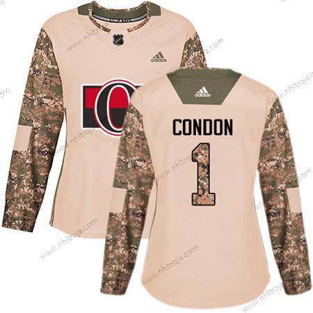 Adidas Dam Ottawa Senators #1 Mike Condon Camo Autentisk 2017 Veterans Day Stitched NHL Tröjor