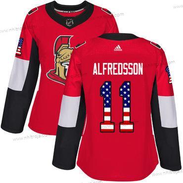 Adidas Dam Ottawa Senators #11 Daniel Alfredsson Röd Autentisk USA Flag Stitched NHL Hemma Tröjor