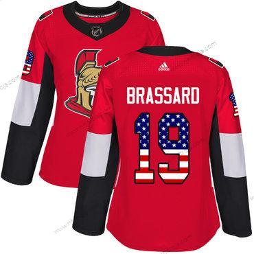 Adidas Dam Ottawa Senators #19 Derick Brassard Röd Autentisk USA Flag Stitched NHL Hemma Tröjor