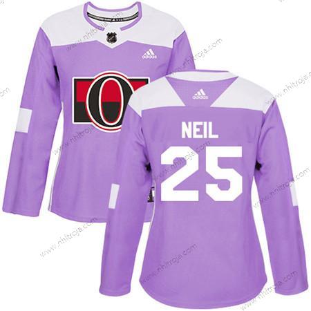 Adidas Dam Ottawa Senators #25 Chris Neil Lila Autentisk Bekämpar cancer Stitched NHL Tröjor