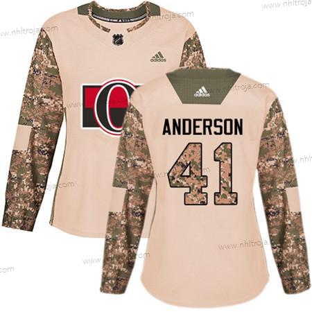 Adidas Dam Ottawa Senators #41 Craig Anderson Camo Autentisk 2017 Veterans Day Stitched NHL Tröjor