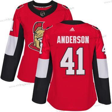 Adidas Dam Ottawa Senators #41 Craig Anderson Röd Autentisk Stitched NHL Hemma Tröjor