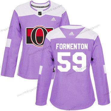 Adidas Dam Ottawa Senators #59 Alex Formenton Lila Autentisk Bekämpar cancer Träning NHL Tröjor