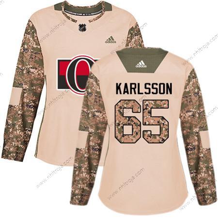 Adidas Dam Ottawa Senators #65 Erik Karlsson Camo Autentisk 2017 Veterans Day Stitched NHL Tröjor