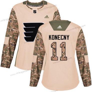 Adidas Dam Philadelphia Flyers #11 Travis Konecny Camo Autentisk 2017 Veterans Day Stitched NHL Tröjor