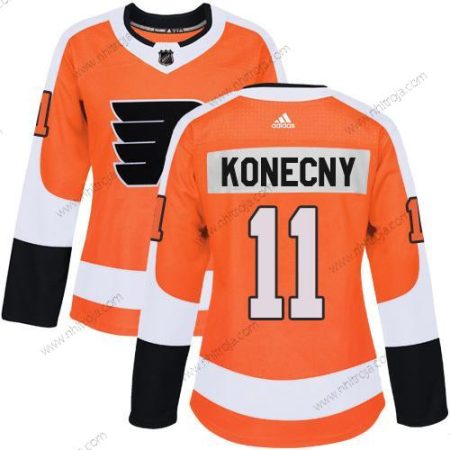 Adidas Dam Philadelphia Flyers #11 Travis Konecny Orange Autentisk Stitched NHL Hemma Tröjor