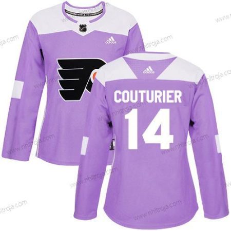 Adidas Dam Philadelphia Flyers #14 Sean Couturier Lila Autentisk Bekämpar cancer Stitched NHL Tröjor