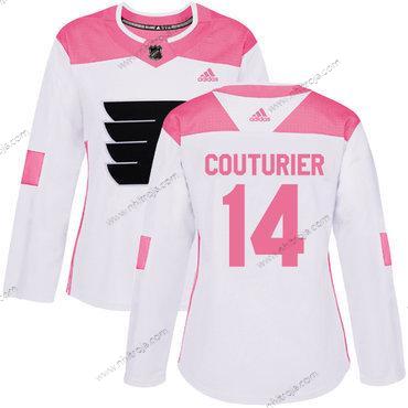 Adidas Dam Philadelphia Flyers #14 Sean Couturier Vit Rosa Autentisk Stitched NHL Tröjor