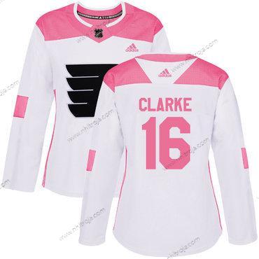 Adidas Dam Philadelphia Flyers #16 Bobby Clarke Vit Rosa Autentisk Stitched NHL Tröjor