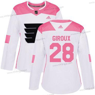 Adidas Dam Philadelphia Flyers #28 Claude Giroux Vit Rosa Autentisk Stitched NHL Tröjor