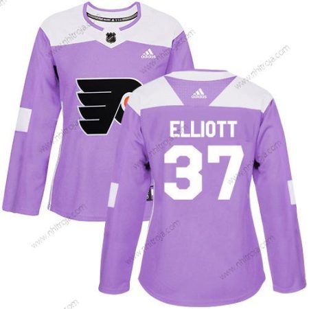 Adidas Dam Philadelphia Flyers #37 Brian Elliott Lila Autentisk Bekämpar cancer Stitched NHL Tröjor