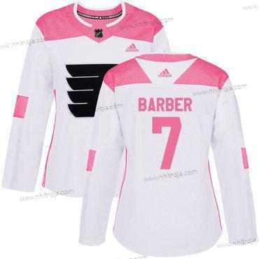 Adidas Dam Philadelphia Flyers #7 Bill Barber Vit Rosa Autentisk Stitched NHL Tröjor