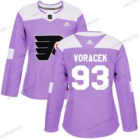 Adidas Dam Philadelphia Flyers #93 Jakub Voracek Lila Autentisk Bekämpar cancer Stitched NHL Tröjor