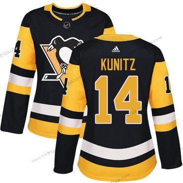 Adidas Dam Pittsburgh Penguins #14 Chris Kunitz Svart Autentisk Stitched NHL Hemma Tröjor