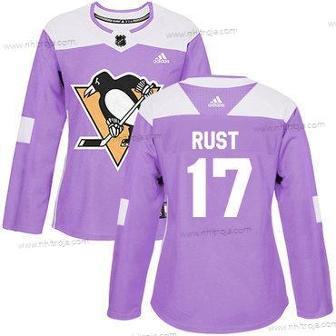 Adidas Dam Pittsburgh Penguins #17 Bryan Rust Lila Autentisk Bekämpar cancer Stitched NHL Tröjor