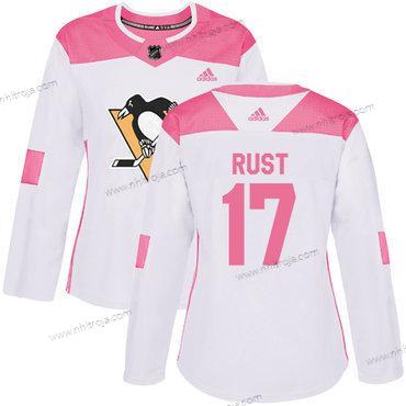 Adidas Dam Pittsburgh Penguins #17 Bryan Rust Vit Rosa Autentisk Stitched NHL Tröjor