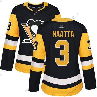 Adidas Dam Pittsburgh Penguins #3 Olli Maatta Svart Autentisk Stitched NHL Hemma Tröjor