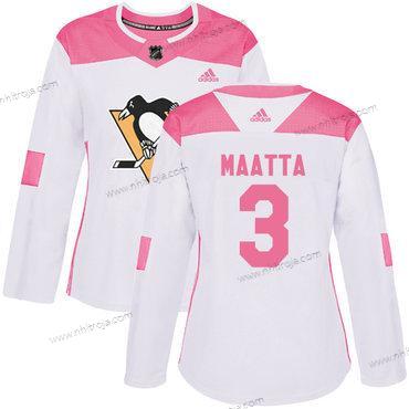 Adidas Dam Pittsburgh Penguins #3 Olli Maatta Vit Rosa Autentisk Stitched NHL Tröjor