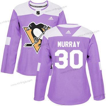 Adidas Dam Pittsburgh Penguins #30 Matt Murray Lila Autentisk Bekämpar cancer Stitched NHL Tröjor