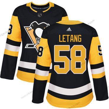 Adidas Dam Pittsburgh Penguins #58 Kris Letang Svart Autentisk Stitched NHL Hemma Tröjor