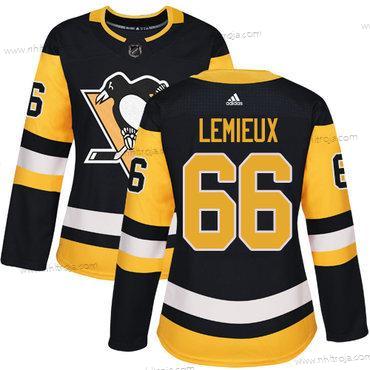 Adidas Dam Pittsburgh Penguins #66 Mario Lemieux Svart Autentisk Stitched NHL Hemma Tröjor