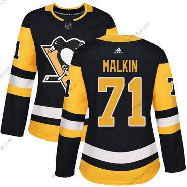 Adidas Dam Pittsburgh Penguins #71 Evgeni Malkin Svart Autentisk Stitched NHL Hemma Tröjor