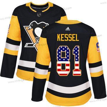 Adidas Dam Pittsburgh Penguins #81 Phil Kessel Svart Autentisk USA Flag Stitched NHL Hemma Tröjor